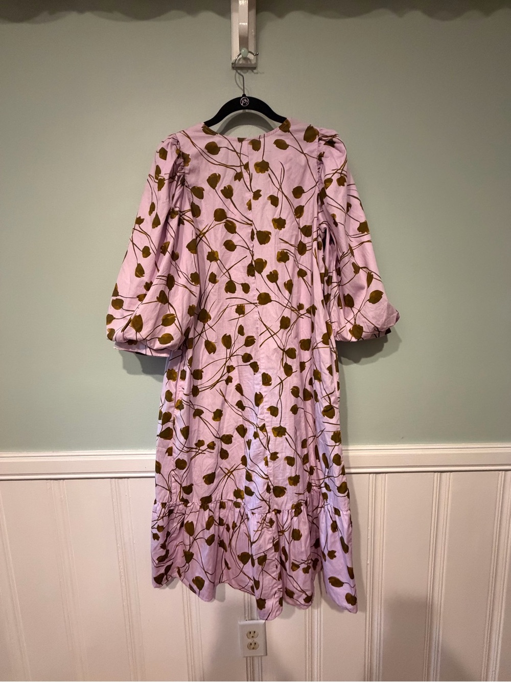 a new day Pink Floral Midi Dress with Puff Sleeves